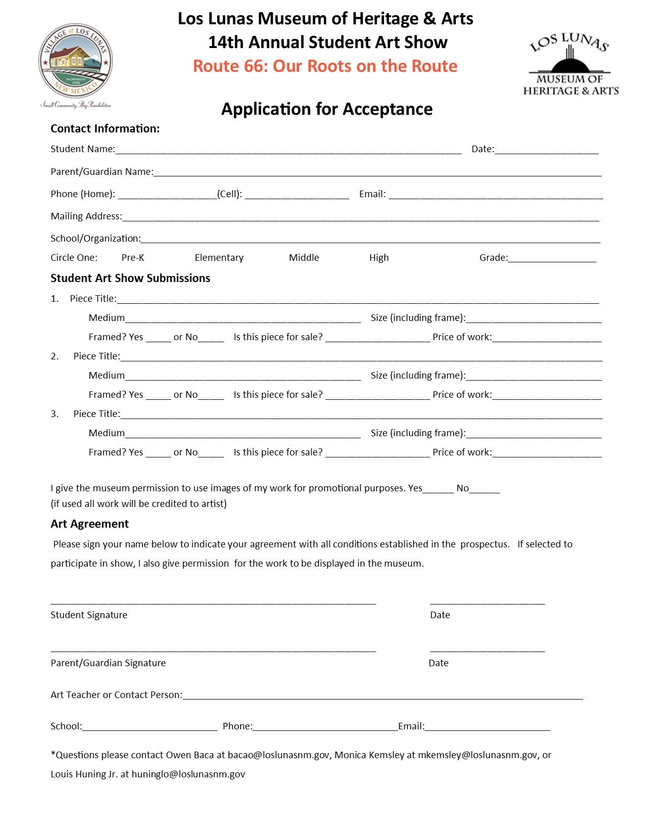 14th annual Student juried art application 2b